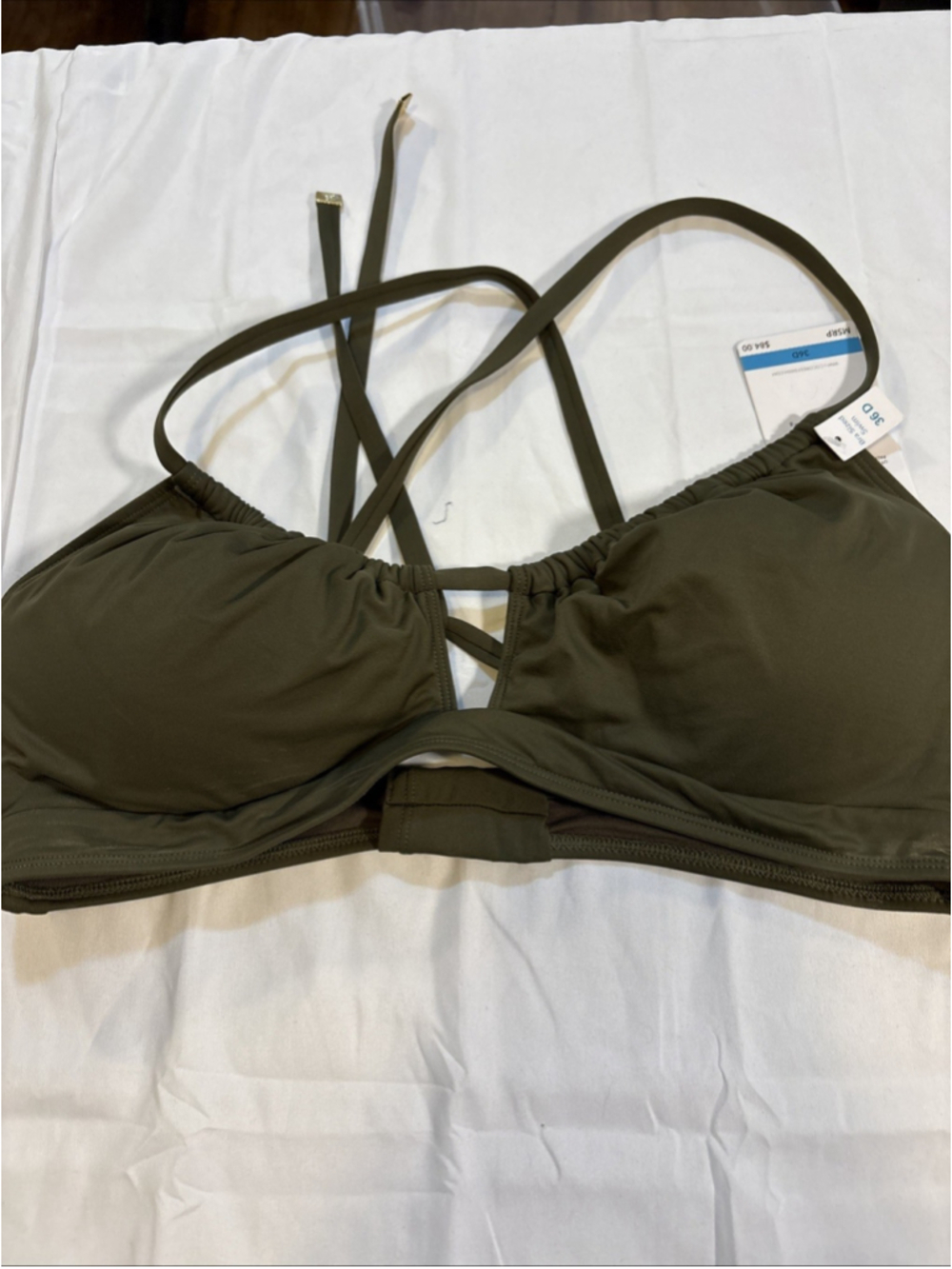 Coco Reef Bra Sized Bikini Top 36D Olive Green Underwire Halter Swimwear NWT
